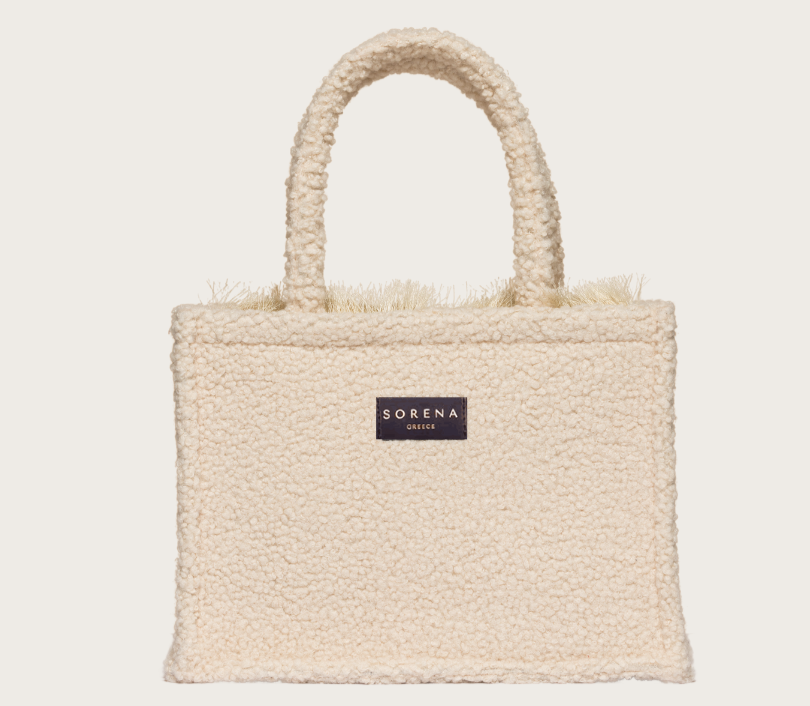 TEDDY BEIGE MEDIUM TOTE BAG SORENA GREECE