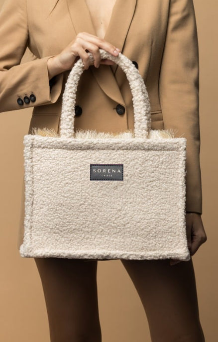TEDDY BEIGE MEDIUM TOTE BAG SORENA GREECE
