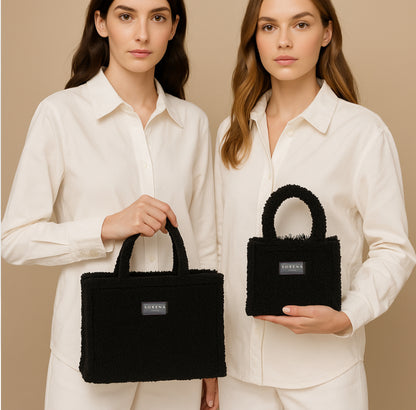 TEDDY BLACK MEDIUM TOTE BAG SORENA GREECE