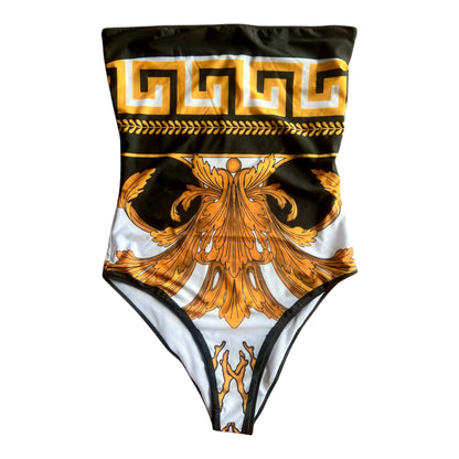 BADEANZUG SWIMSUIT SCHWARZ GOLD M/L