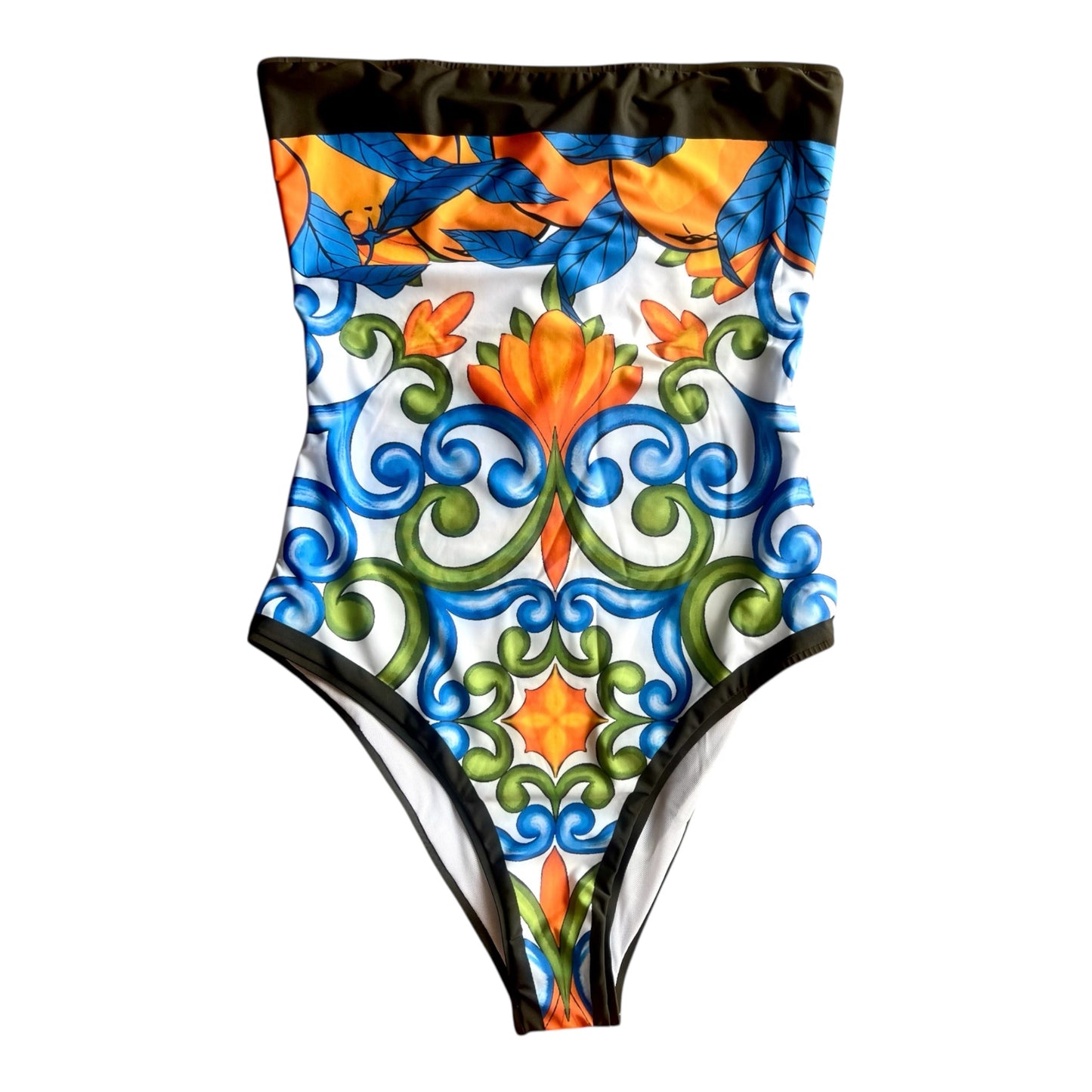 BADEANZUG SWIMSUIT BLAU ORANGE S/M