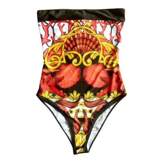 BADEANZUG SWIMSUIT ROT GELB M/L