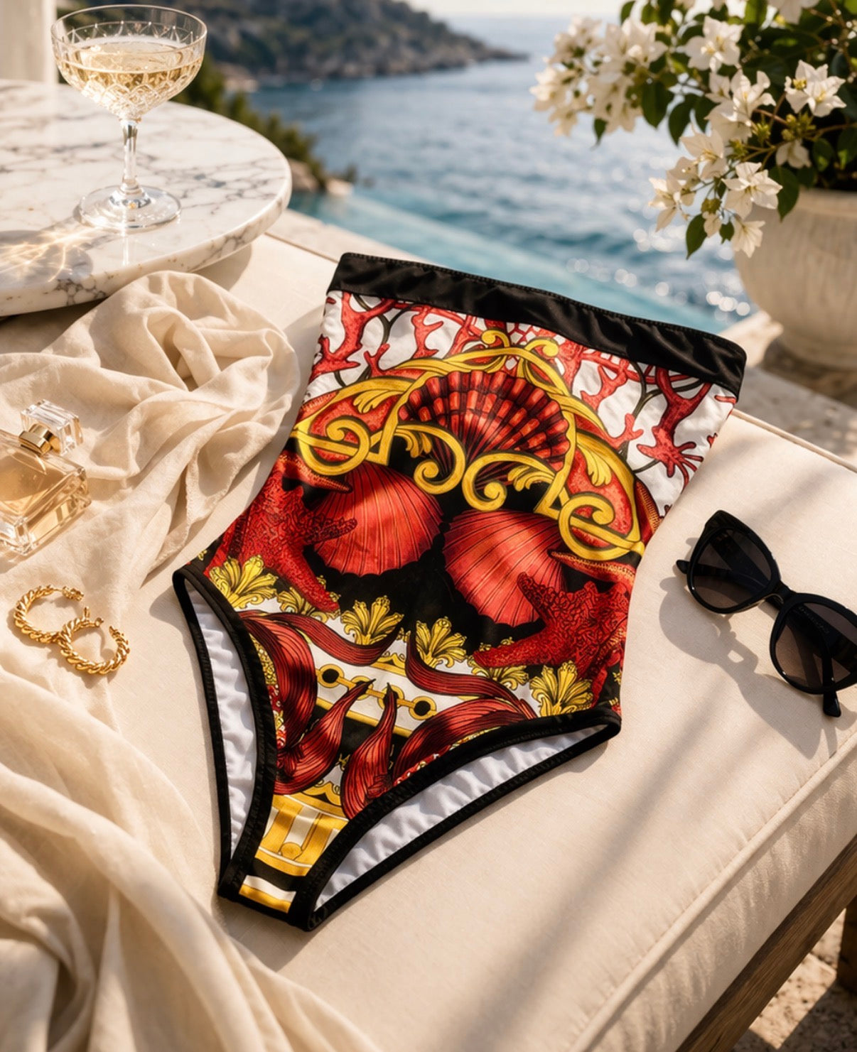 BADEANZUG SWIMSUIT ROT GELB M/L