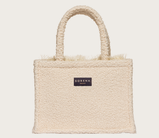 TEDDY BEIGE MEDIUM TOTE BAG SORENA GREECE