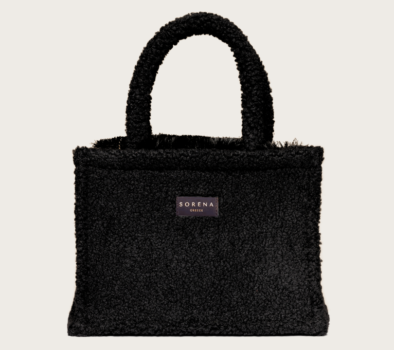 TEDDY BLACK MEDIUM TOTE BAG SORENA GREECE